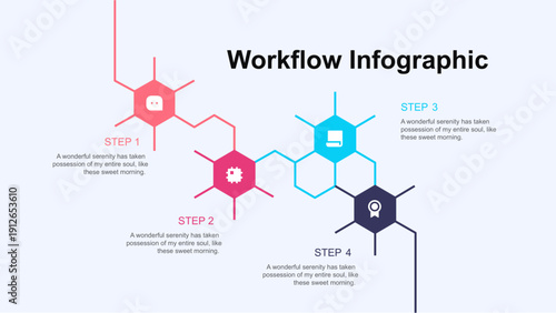 Modern Workflow Process Infographic with Four Steps