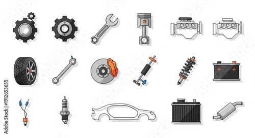 Car Engine Parts Mechanical Components.