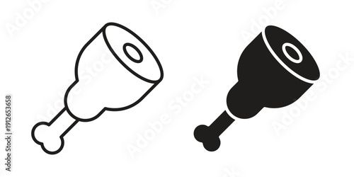 Meat icon in black line style set. logotype designs