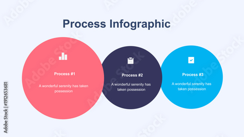 Three Step Overlapping Circles Process Infographic