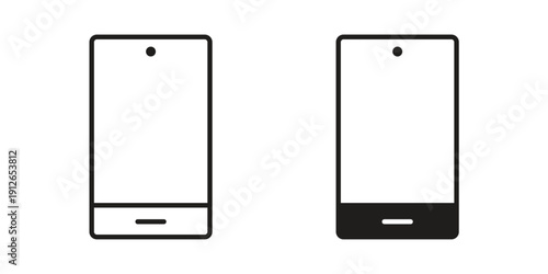 Mobile icon in black line style set. logotype designs