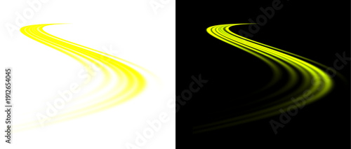 Green lime light trail motion effect with curved speed swoosh design