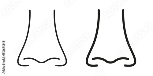 Nose icon in black line style set. logotype designs