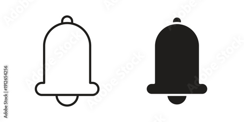 Notification bell icon in black line style set. logotype designs