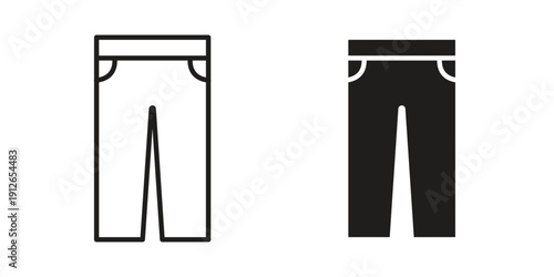 Pants icon in black line style set. logotype designs