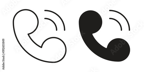 Phone call icon in black line style set. logotype designs