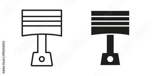 Piston icon in black line style set. logotype designs