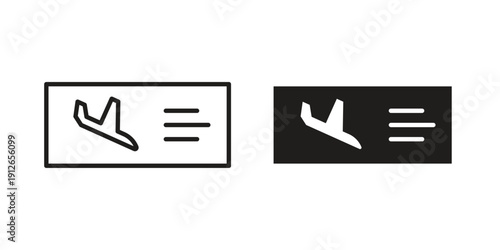 Plane Ticket icon in black line style set. logotype designs