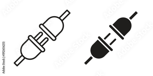 Plugin icon in black line style set. logotype designs