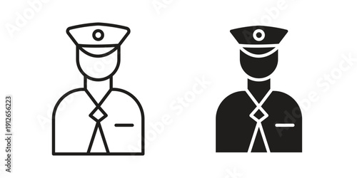 Police icon in black line style set. logotype designs