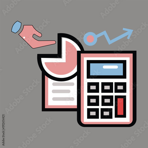 vector illustration of a credit card and calculator