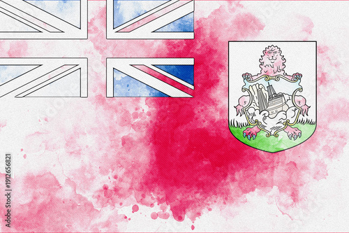 Foto Vibrant Watercolor Illustration of the Bermudian Red Ensign Flag with Its Distin