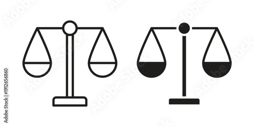 Scale icon in black line style set. logotype designs