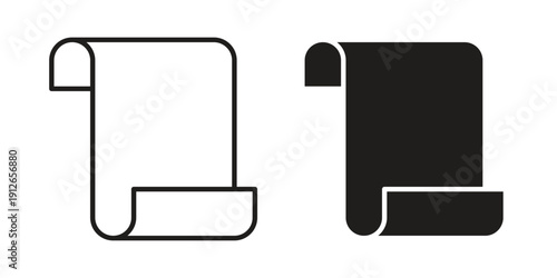 Scroll icon in black line style set. logotype designs