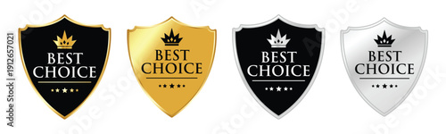 Best Choice Shield Badges – Premium Gold Black Silver Award Icons Set