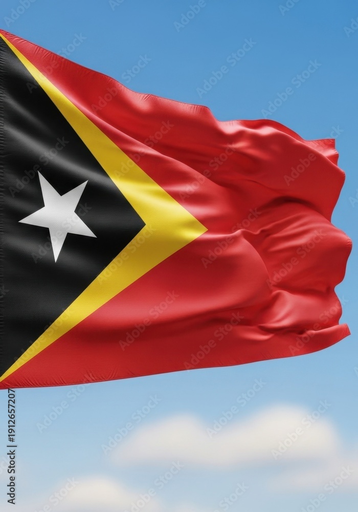 Naklejka premium Timor-Leste Flag in Bright Light