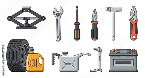 Car Maintenance Tools and Parts.