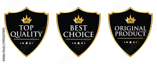 Top Quality Shield Badges: Best Choice Original Product Guarantee Icons