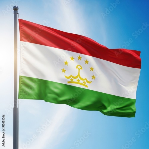 Free Download Tajikistan Flag Waving Under Clear Sky - GFXLoad