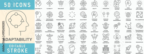 Adaptability icon collection. Editable stroke. Vector illustration.
