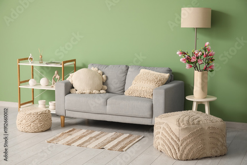 Comfortable sofa, shelving ...