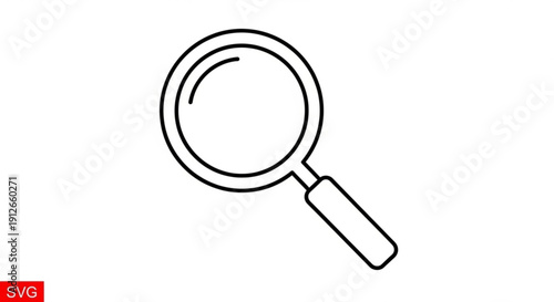 Magnifying glass icon for search and investigation on white background