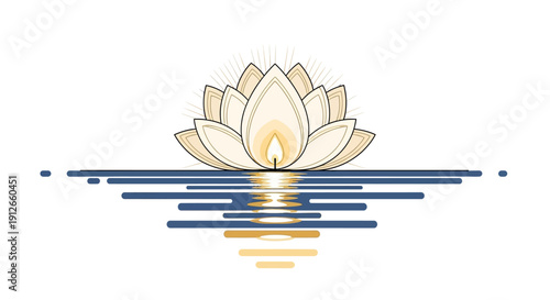 Zen Lotus Flower Reflection on Water, Spiritual Enlightenment, Calmness