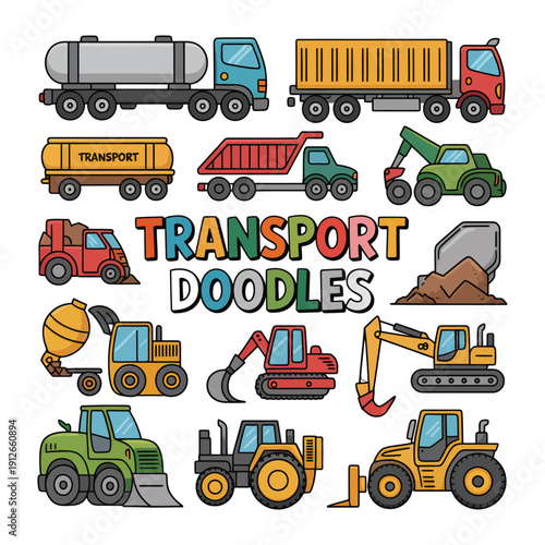 Transport Doodles: A collection of various transport doodles, each intricately designed, creating an engaging visual representation.