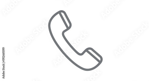 Gray telephone receiver icon on white background for communication and contact purposes
