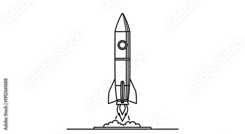 Rocket Launching into Space, Startup Business Concept, Space Exploration, Technology