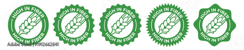 High Fiber Certified Badge Set – Green Healthy Nutrition Seal Icons Collection