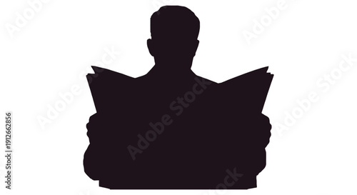 silhouette of a man intently reading a newspaper symbolizing traditional news consumption daily information gathering and public awareness.