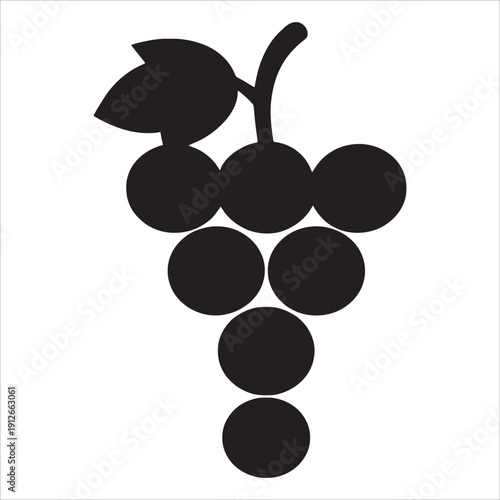 Minimalist Grape Bunch Silhouette Fruit Icon Wine and Vineyard Graphic Vector