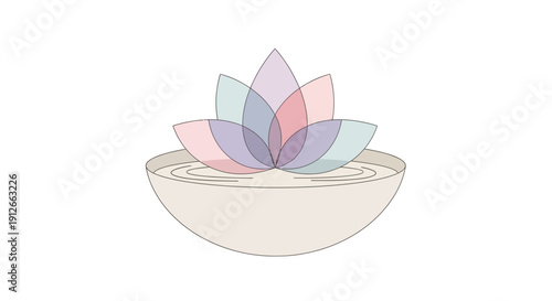 Zen Lotus Flower Floating in Water Bowl, Spiritual and Calm Symbol