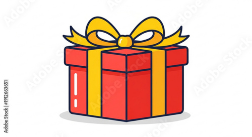 Red gift box with golden ribbon and bow beautifully wrapped present on white background celebration concept