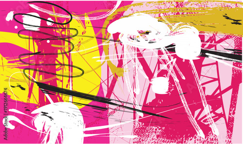 Abstraction oil painting, scribble brush Pink abstract paint texture, layered mixed media canvas, curved shapes, dotted patterns, soft psychedelic artistic surface.eps