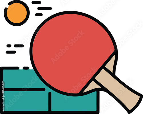 Ping Pong Sport Icon Collection Table and Accessories