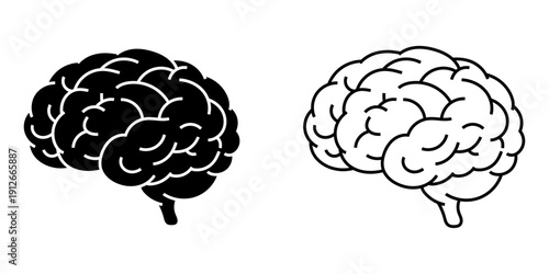 Human Brain Silhouette Icon Neurology Medical Anatomy Illustration