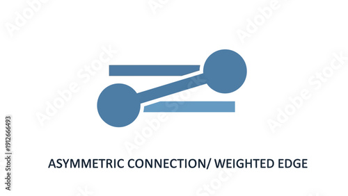 Asymmetric Connection / Weighted Edge Icon. Diagram representing Unequal Data Flow, Bandwidth, Parallel Processing, or Relationship in Graph Theory.