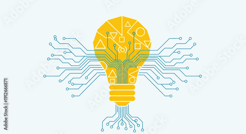 Digital intelligence concept A glowing lightbulb intricately linked with circuit patterns, symbolizing innovative ideas fueled by advanced AI and modern technology for future solutions
