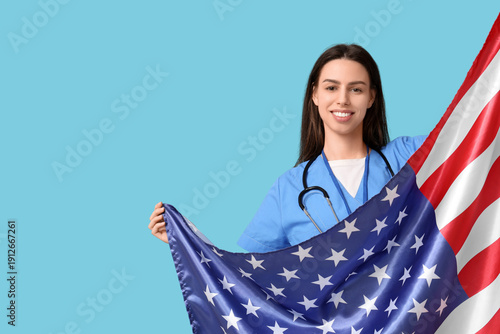 Young female doctor with US...