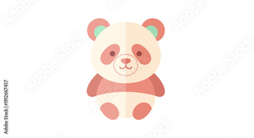 Cute Panda Bear Cartoon Character, Flat Design, Isolated on White Background