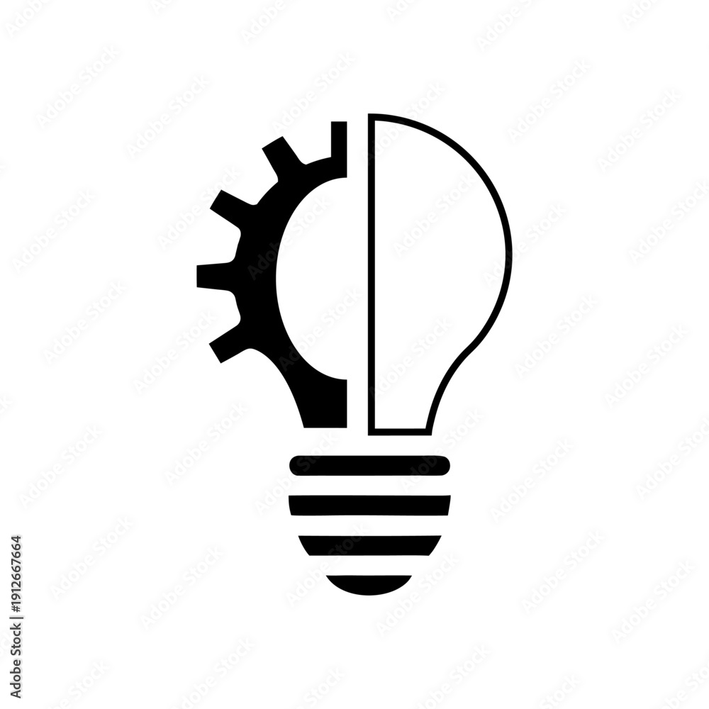 Fototapeta premium Creative Idea and Engineering Symbol Lightbulb Gear Vector.