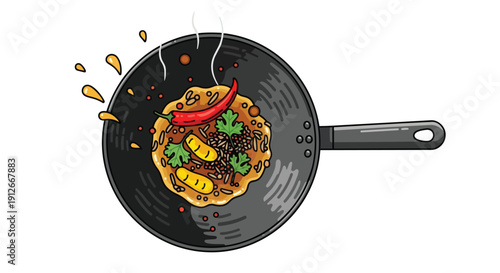 Vibrant culinary creation simmering in a hot pan an appetizing illustration of home cooking in progress