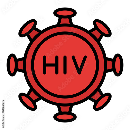 HIV Filled Line Icon Vector, HIV AIDS Awareness and Medical Healthcare Symbol for Hospital and Campaign Design