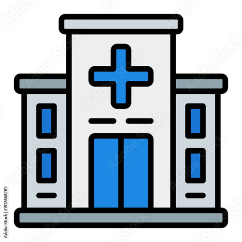 Hospital Filled Line Icon Vector, HIV AIDS Awareness and Medical Healthcare Symbol for Hospital and Campaign Design