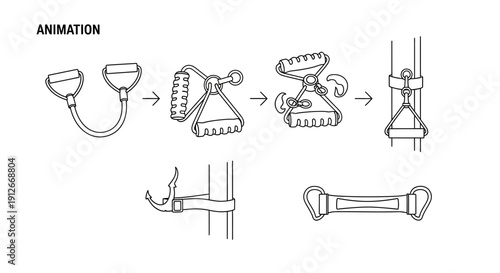 Exercise Resistance Band Attachment Animation for Pole or Bar