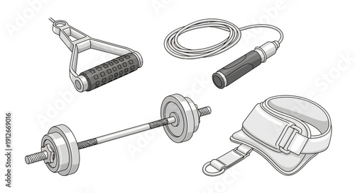 Fitness Equipment Set: Dumbbell, Jump Rope, Resistance Band Handle, Ankle Strap