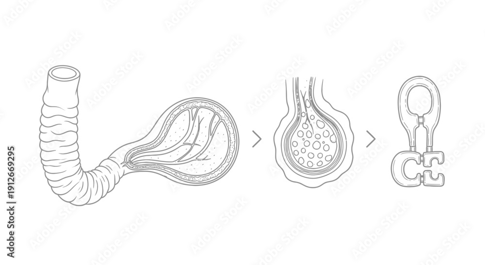 Fototapeta premium Digestive System Anatomy: Intestine, Villus, and Absorption Process