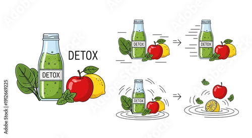 Detox Drink with Apple, Lemon, and Spinach - Healthy Lifestyle Concept